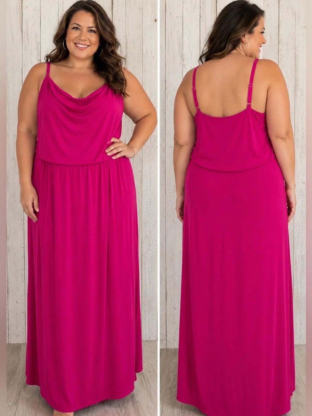LaneβBryant Pink Cowl Neck Maxi Dress Size 26/28 Sleeveless Resortwear Vacation